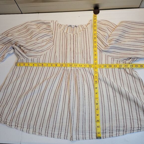 ELIZABETH AND JAMES Stripe Pintuck Peasant Blouse Top Boho Ruffle XL - Picture 13 of 14